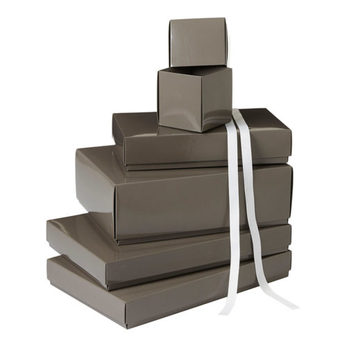 Image of: Geschenkbox mit Boden und Deckel, grau hochglänzend