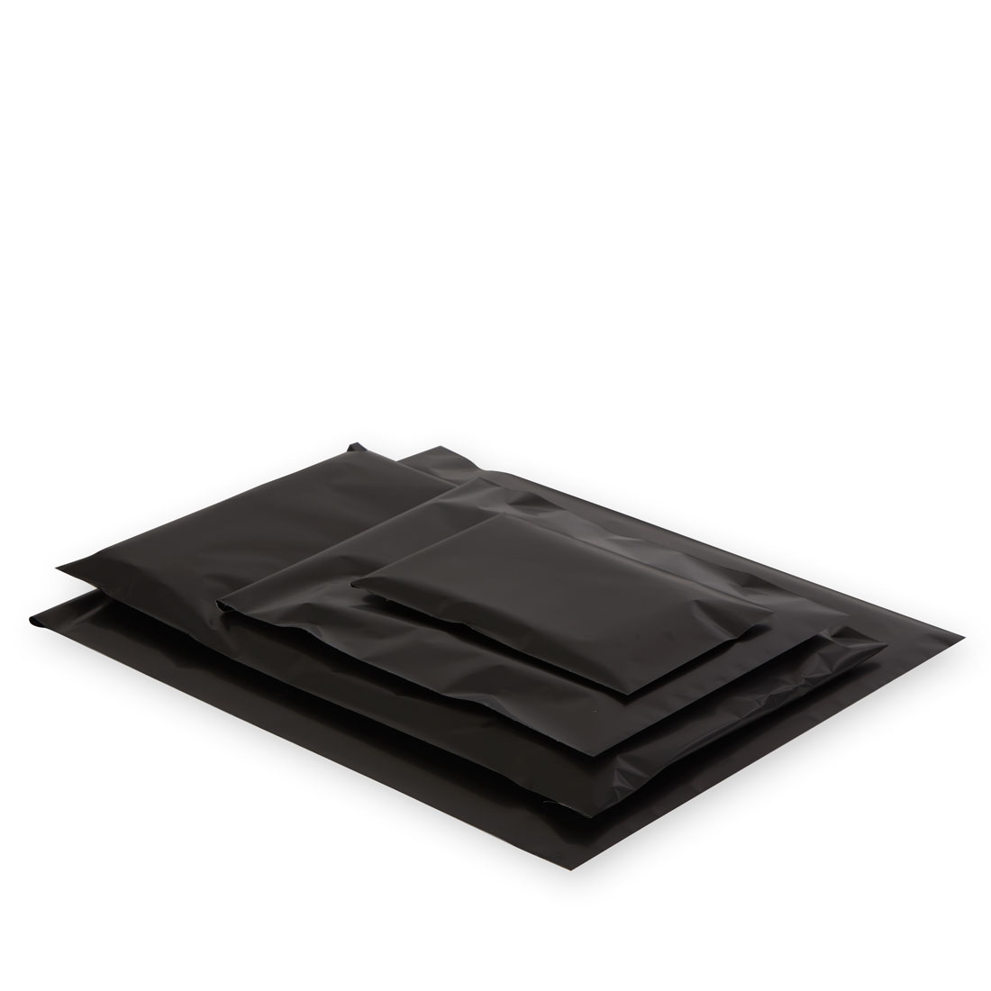 Geschenktüte Schwarze Folie, blank metallic mit Klebeverschluss