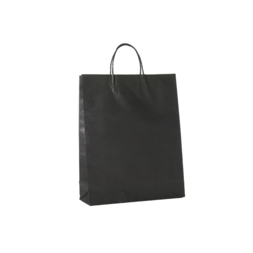 Image of: Papiertüte schwarz mit schwarzem, gedrehtem Griff