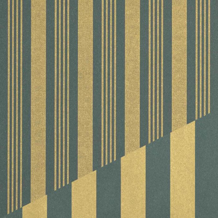Image of: Geschenkpapier French Stripes Green/Gold 55 cm