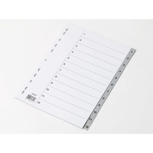 Image of: Register A4, 1-12 plast m/forblad grå