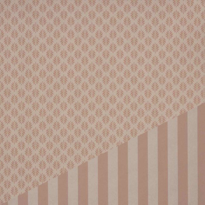 Image of: Gavepapir Leaf/Stripes Rosa - 2 sided 55cm