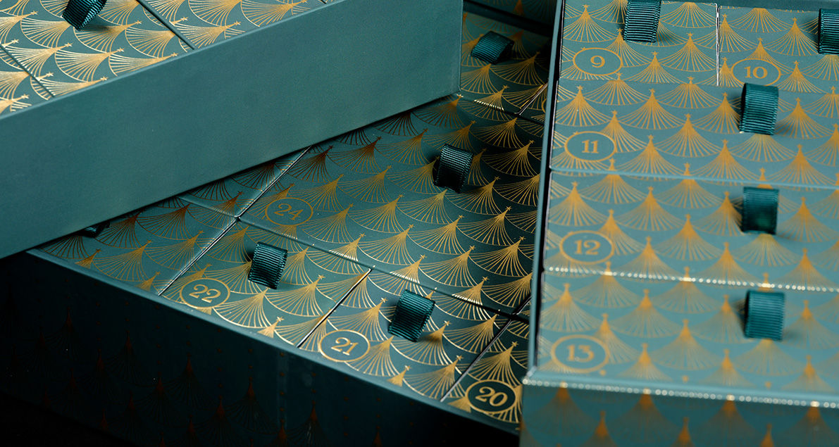 Grøn viftekalender skuffer