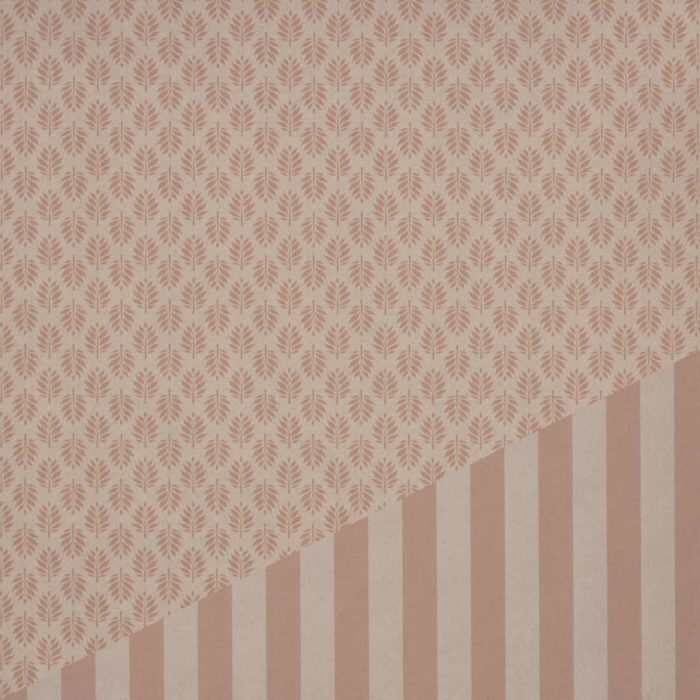 Image of: Lahjapaperi Leaf/Stripes Rosa - 2-puolinen 55 cm