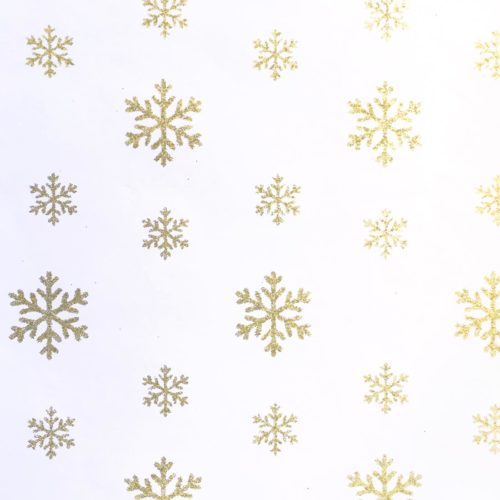 Image of: Lahjapaperi, matta glitteri, Golden Snowflakes. Huom: Glitteriä voi irrota