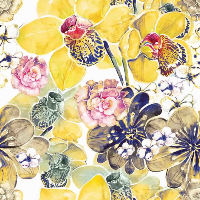 Image of: Cadeaupapier mat, Yellow Orchid. FSC®