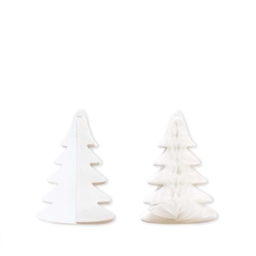 Image of: Hangtag Papieren kerstboom Wit met gat voor touwtje. 100 stks