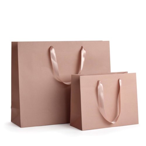 Image of: Luxe papieren tas, mat roze met roze binnenkant. FSC®