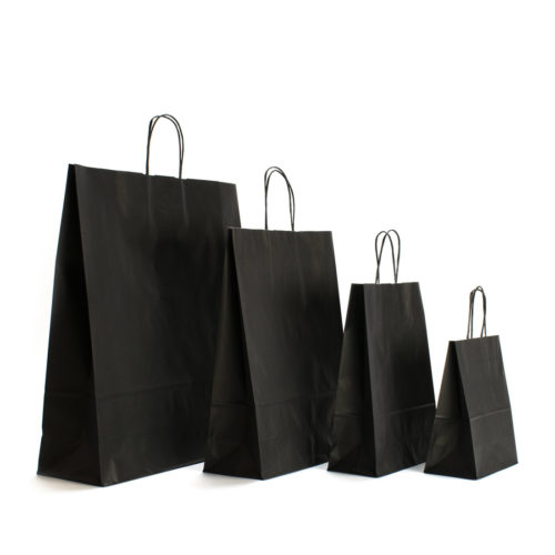 Image of: Papieren tas zwart met zwart gedraaid handvat FSC®