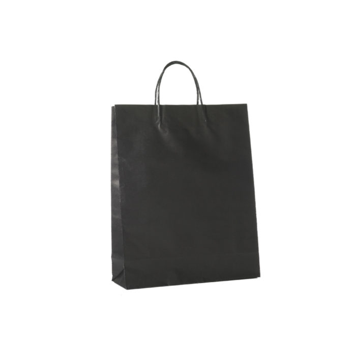 Image of: Papieren zak zwart met zwarte, gedraaide handgreep