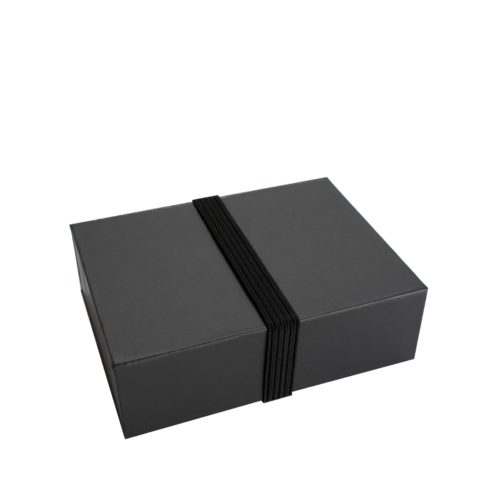 Image of: Zwart elastisch luxe lint voor donkergrijs cadeaubondoosje, 991130