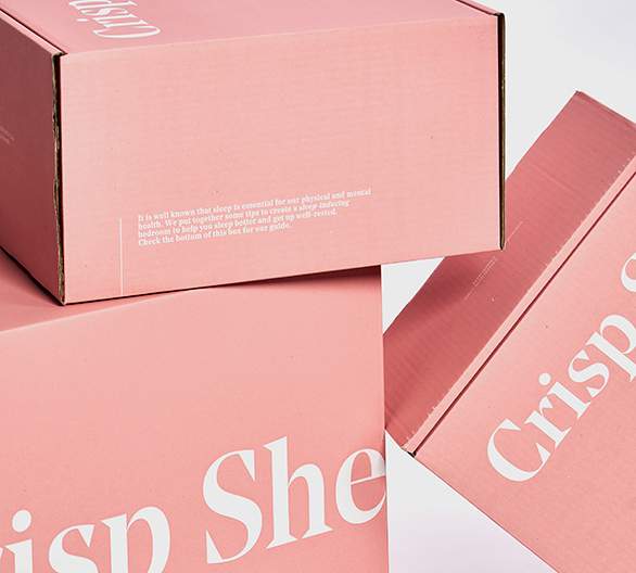 Crisp Sheets branded shipping boxes