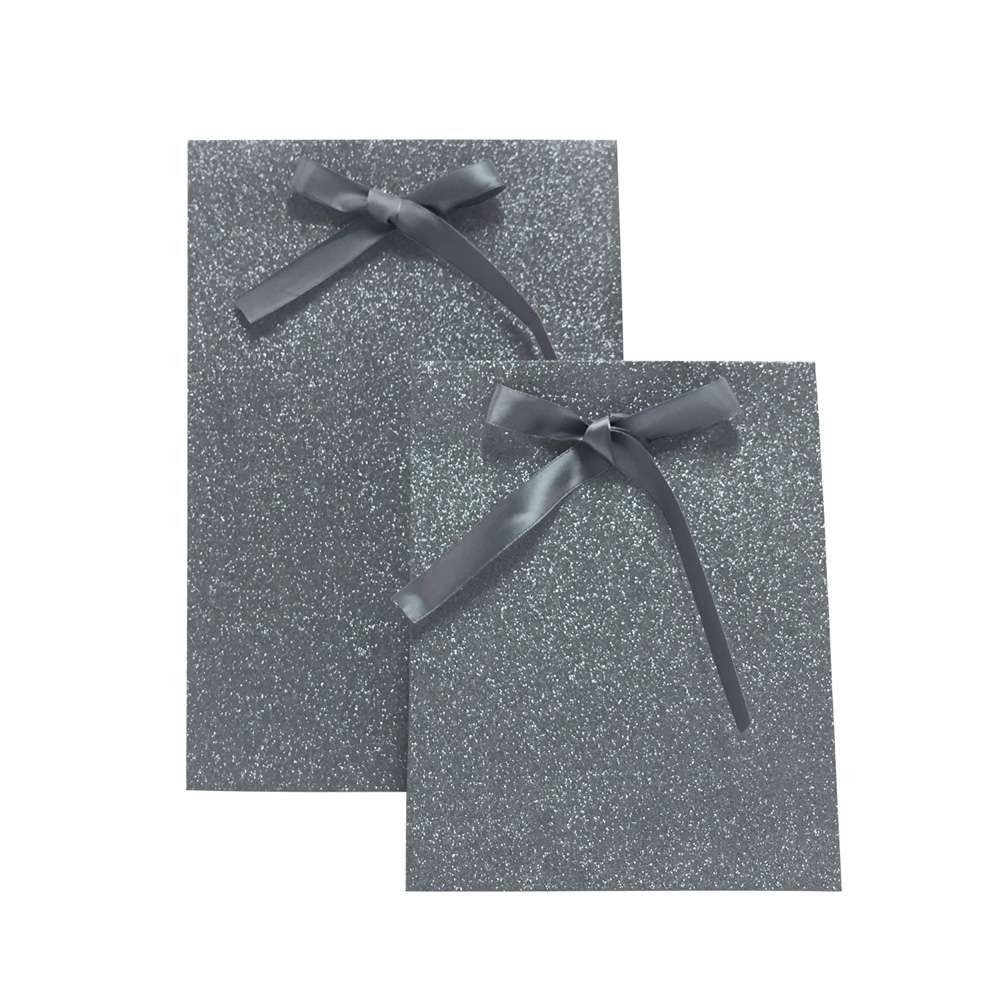 Glitter Exclusive Gift Bag, Grey, with matching ribbon | Scanlux Packaging