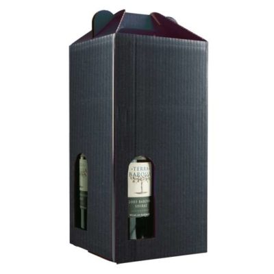Image of: Black Corrugated Winebox 4 Bottle