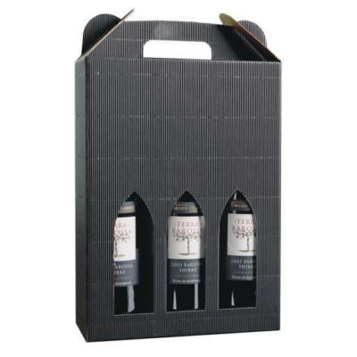 Image of: Black Wave Corrugated, Winebox, 3 Bottle