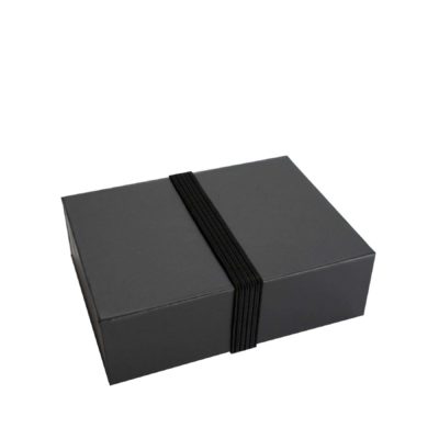 Image of: Black elastic luxury ribbon for dark grey giftcard box, 991130