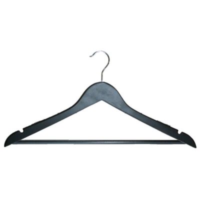 Image of: Hanger, wood, black, with notch and rubber