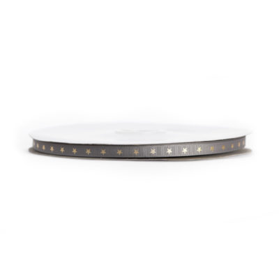 Image of: Ribbon grosgrain, french grey w. gold stars