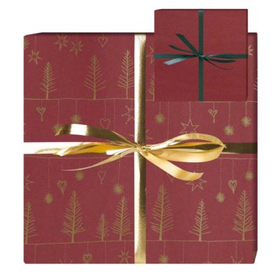 Image of: Gift wrap matt, coloured both sides w. gold lacquer details. Christmas garland