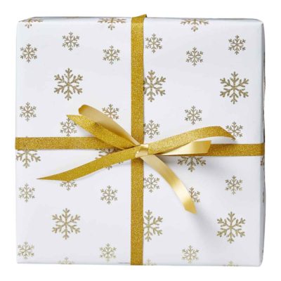 Image of: Gift wrap matt with glitter, Golden snowflakes