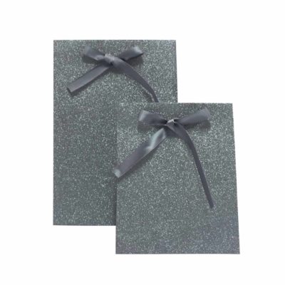 Image of: Glitter Exclusive Gift Bag, Grey, with matching ribbon