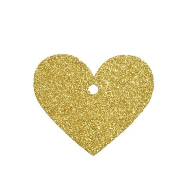 Image of: Hangtag heart, Gold glitter. Backside: White. 250 pcs.