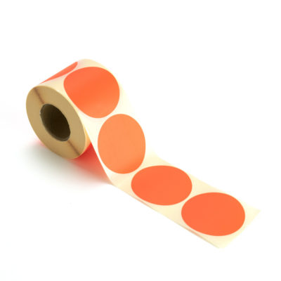 Image of: Label, Neon Orange. 500 per roll
