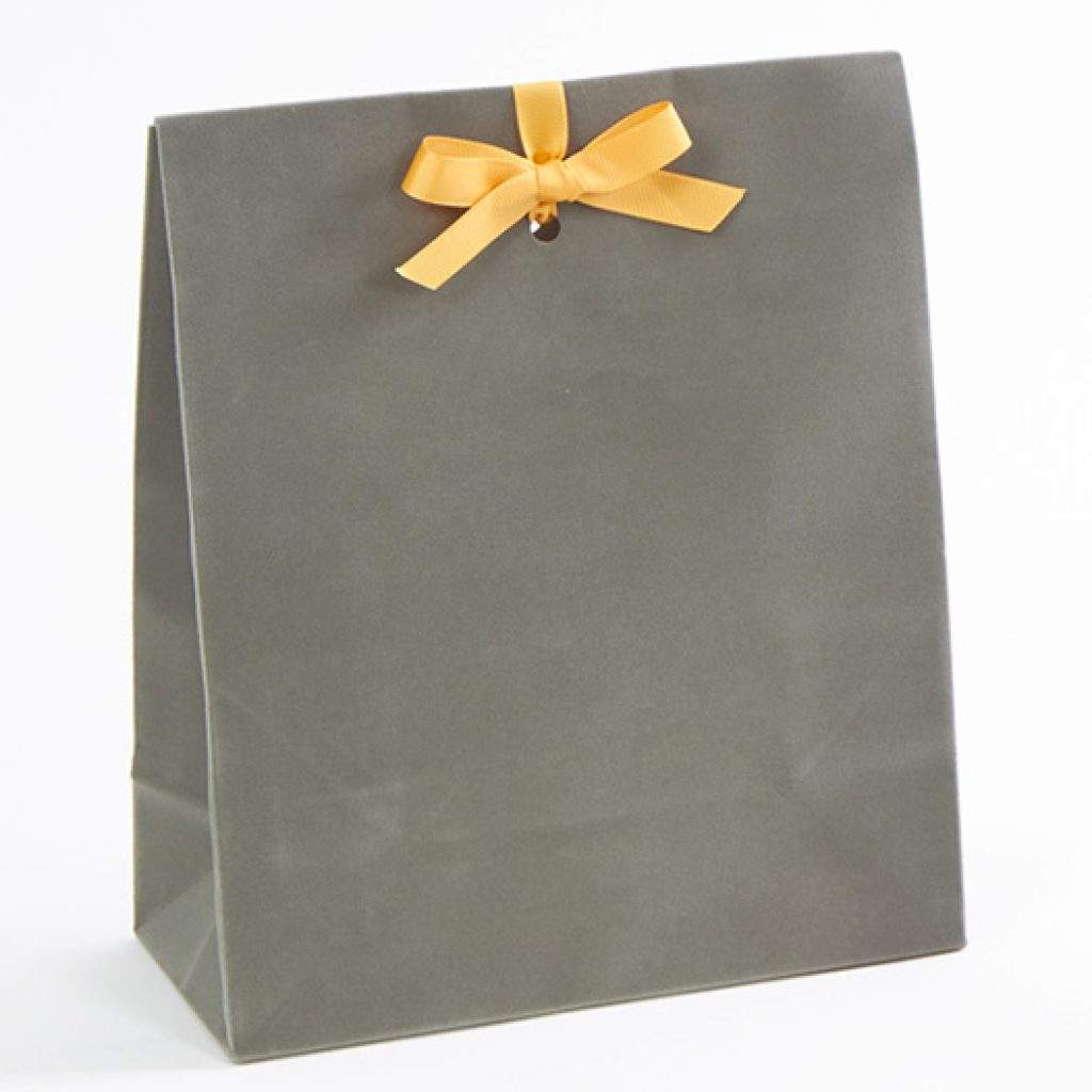 grey velour gift bag