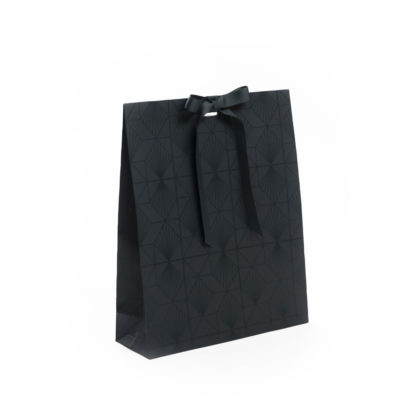 Image of: Gift bag Blue, matt with lacquer details, tape closure and hole for ribbon. FSC®. REMEMBER TO ORDER RIBBON