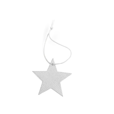 Image of: Hangtag wooden star, white w. white string. 90 pcs.