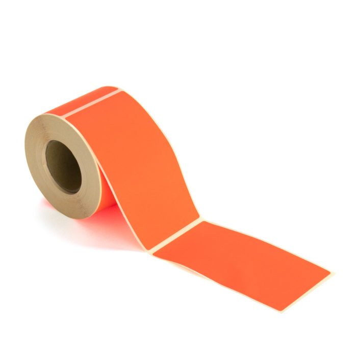 Image of: Label, Neon orange. 250 per roll