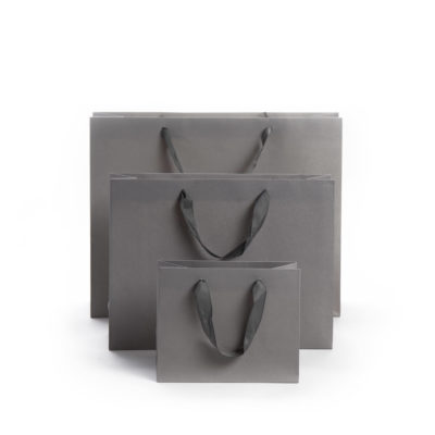 Image of: Luxury paper bag, matt grey w. grey inside. FSC®