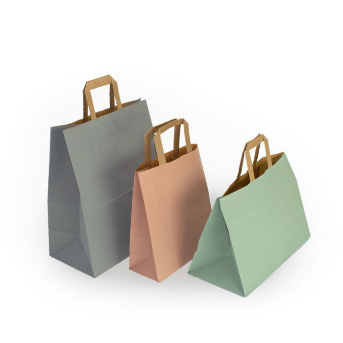 Image of: Paper Bag Grey, flat brown handles. 90g. FSC®