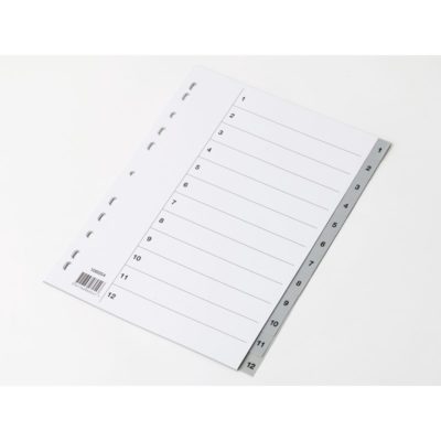 Image of: Register A4 1-12 plastic w. front. Grey