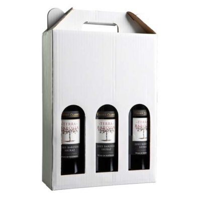 Image of: White Corrugated Winebox 3 Bottle