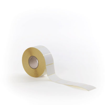 Image of: Label white with permanent glue. Rolls of 1000 pcs.
