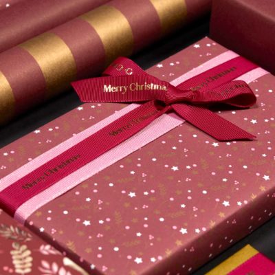 Image of: Gift wrap Petit Stars Bordeaux/Gold 57cm
